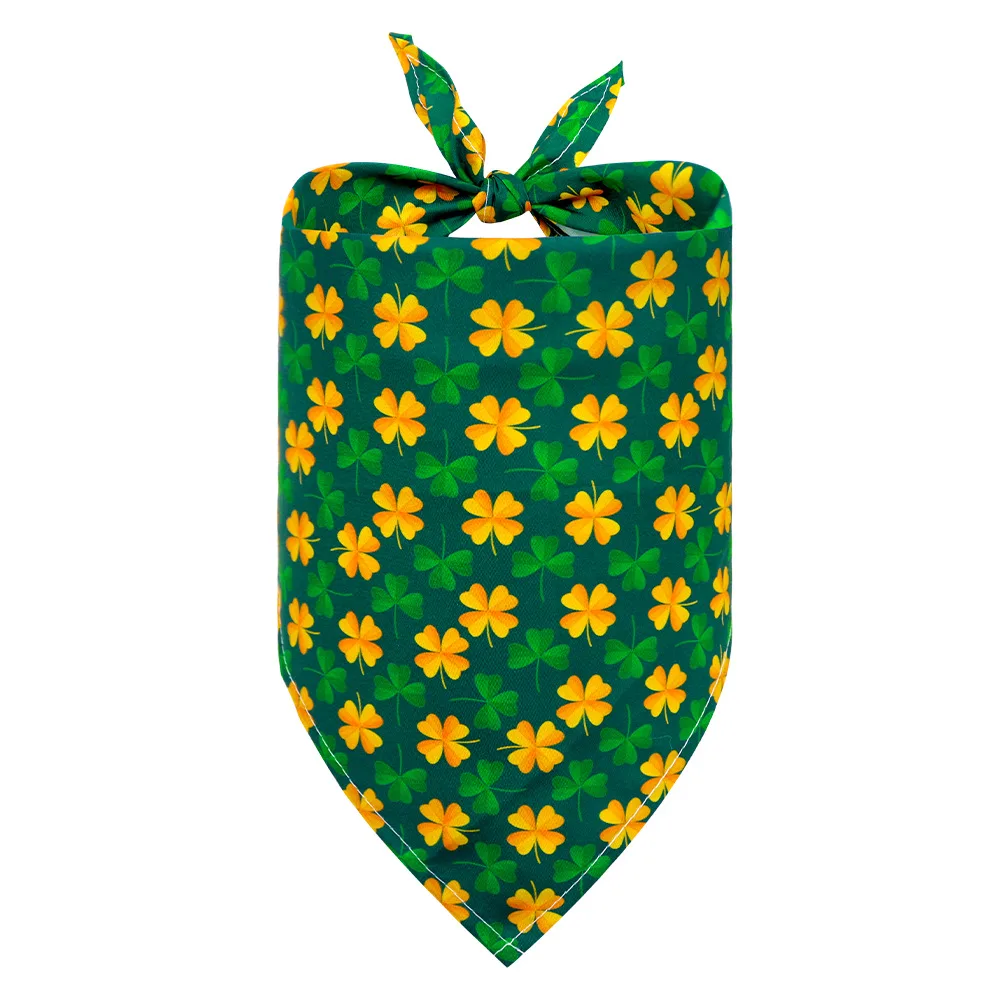 Drool Clover Triangle Towel Dog Scarf Pet Accessories SM - Golden Four Leaf Clover