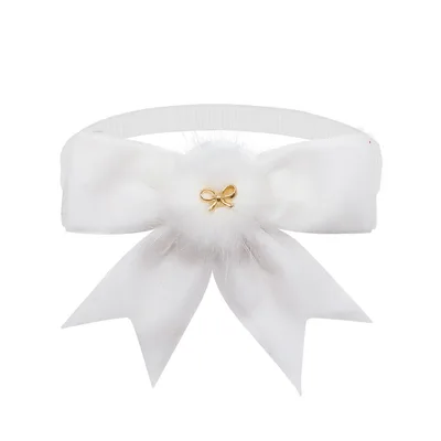 Pet Tie Solid Color Bow Jewelry Suede Adjustable White - Shop at LoveMi
