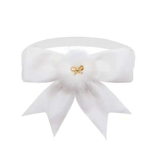Pet Tie Solid Color Bow Jewelry Suede Adjustable White - Shop at LoveMi
