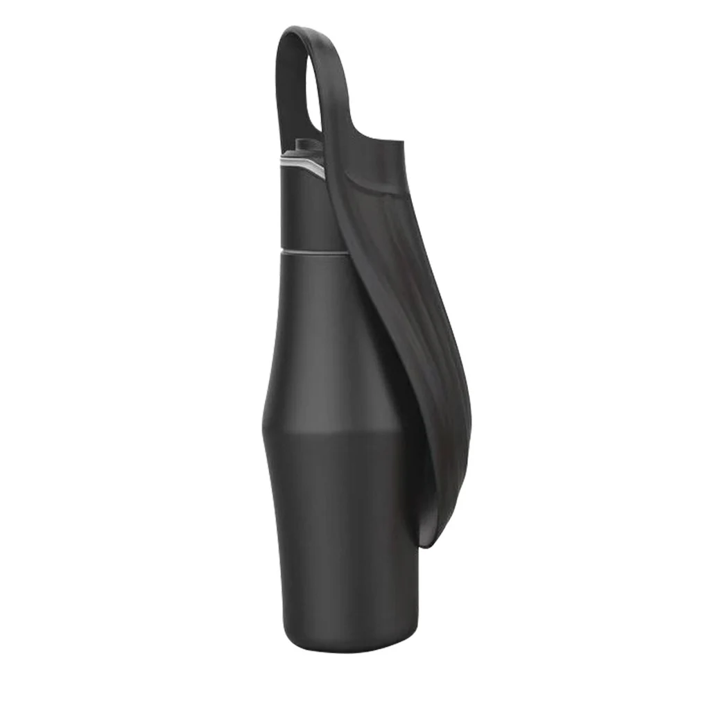 New Portable Pet Dog Water Bottle Soft Silicone Leaf Design For Dog Pets Outdoor Travel Drinking Bowls Water Dispenser - Black