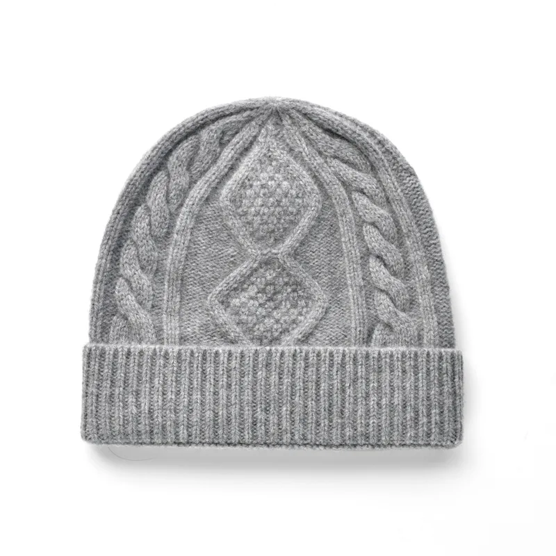 Lady With Diamond Twist Wool Hat Grey - Shop at LoveMi