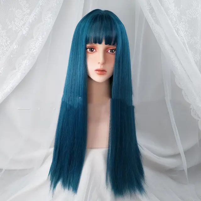 Princess Cherolita Mid length Straight Lolita Wig Blue Green - Shop at LoveMi