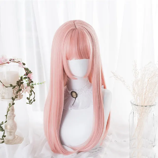 Princess Cherolita Mid length Straight Lolita Wig Peach Pink - Shop at LoveMi
