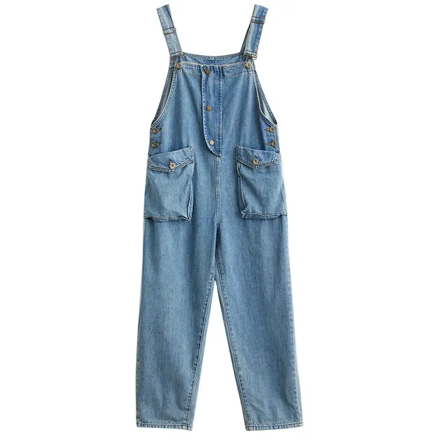 Artistic Baggy Plus Size Three dimensional Pocket Jeans Light Blue - Shop at LoveMi
