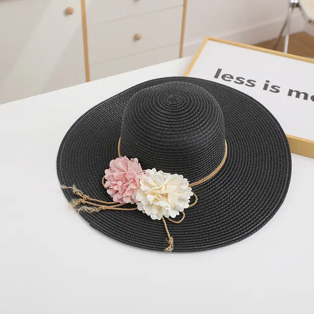 Fashion Personality Beach Straw Hat Lady Black - Shop at LoveMi