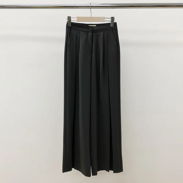 Designed Hanging Wide Leg Casual Pants Black - Shop at LoveMi