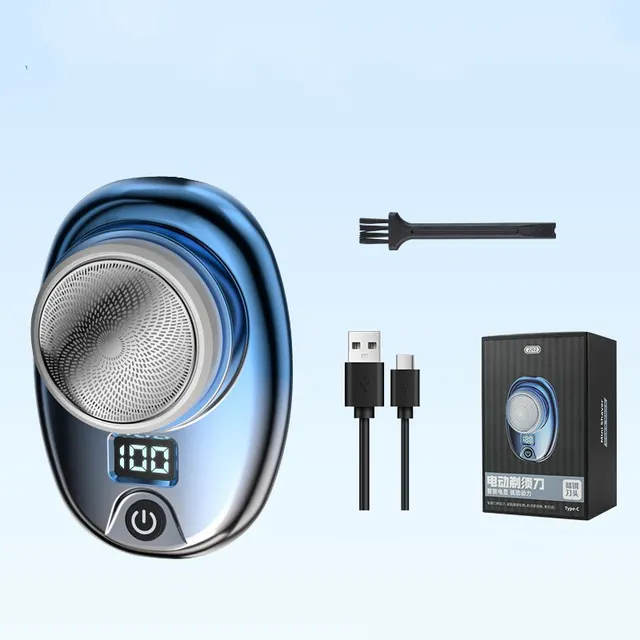 Digital Waterproof Travel Electric Portable Shaver Blue Silver Gradient - Shop at LoveMi