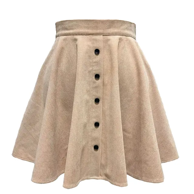 Women's Solid Color Corduroy Autumn And Winter Skirt Beige - Shop at LoveMi