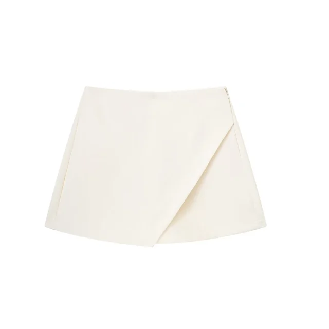 Women's Fashion Solid Color Asymmetric Half body Skirt White - Shop at LoveMi