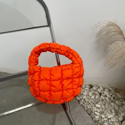 Pleated Plaid Cloud Pack Down Under Arms Orange - Shop at LoveMi