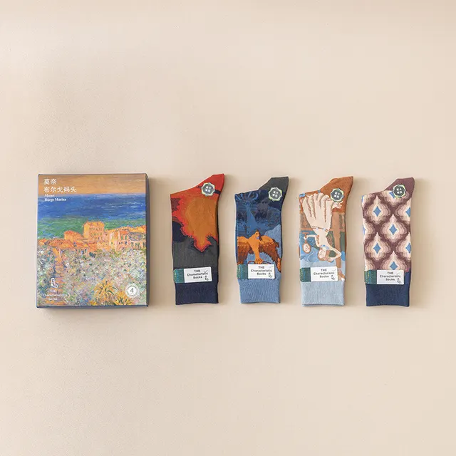 Gift Box Monet Series Oil Painting Trendy Socks Burgo Marina - Shop at LoveMi