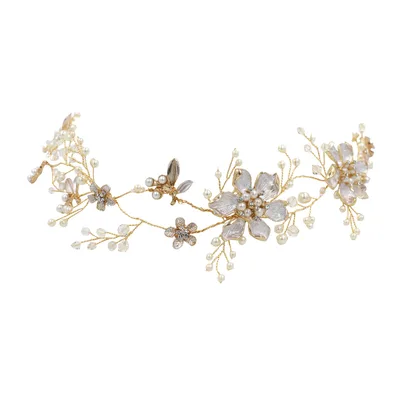 Crystal Bridal Hair Accessories Exquisite Alloy Lacquer Flowers Gold - Shop at LoveMi