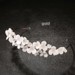 Design White Ceramic Flower Crown Headband - Gold
