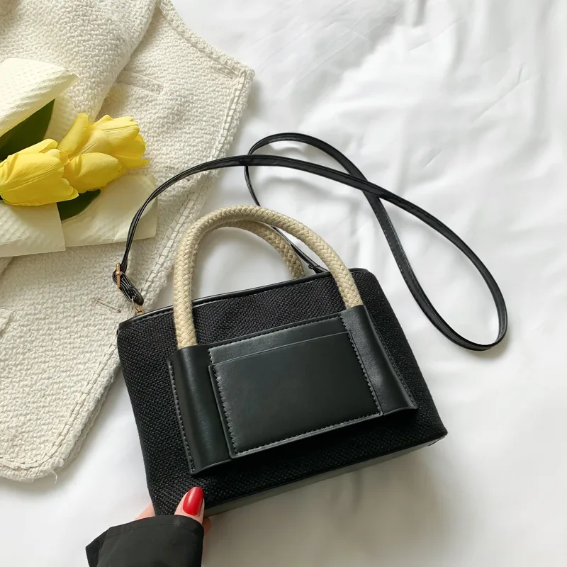 Women's Fashion Simple Casual Canvas Handbag Crossbody Bag Black - Shop at LoveMi