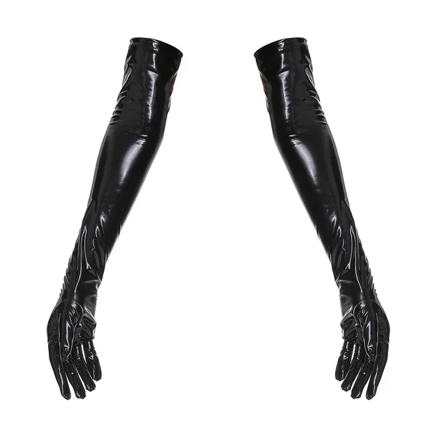 Women's Fashion Simple High Elasticity Bright Leather Gloves Black - Shop at LoveMi