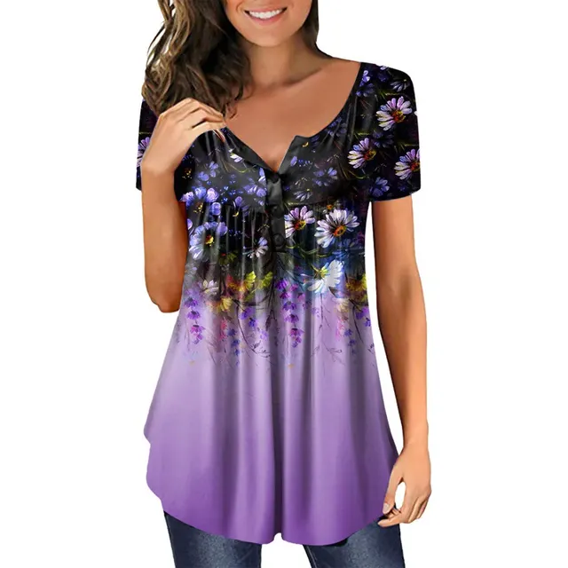 Loose V neck Women's Top T shirt Ey23021849 - Shop at LoveMi