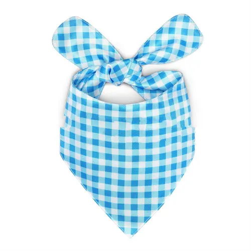 Fashion Pet Print Dog Bib Blue Grid - Shop at LoveMi