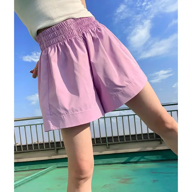 Women's Fashion Simple Solid Color High Waist Shorts Purple - Shop at LoveMi