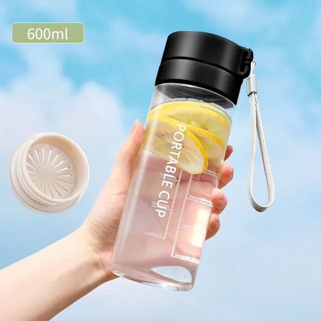 Temperature Resistance Simple Anti Fall With Scale Transparent Plastic Cup Black - Shop at LoveMi