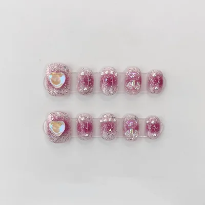 Hand Wearing Nail Raspberry Bubble Sugar Cheek Pink Nail Enhancement Raspberry Bubble Candy - Shop at LoveMi