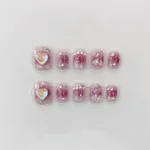 Hand Wearing Nail Raspberry Bubble Sugar Cheek Pink Nail Enhancement - Raspberry Bubble Candy