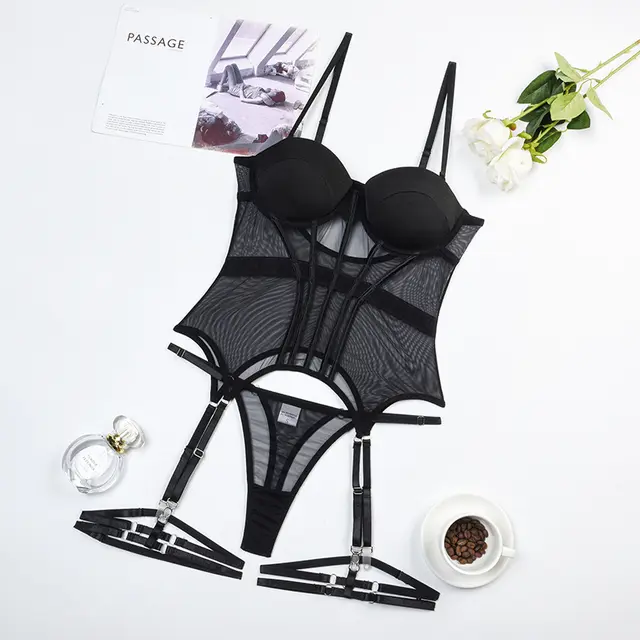 New Mesh Transparent Bodysuit For Women Black - Shop at LoveMi
