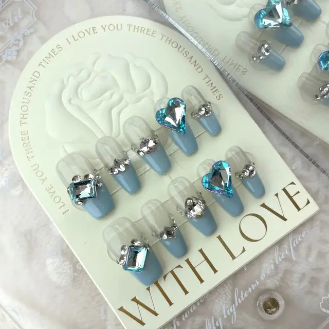 Long Ladder Short Ladder False Nail Blue Ice Stone - Shop at LoveMi