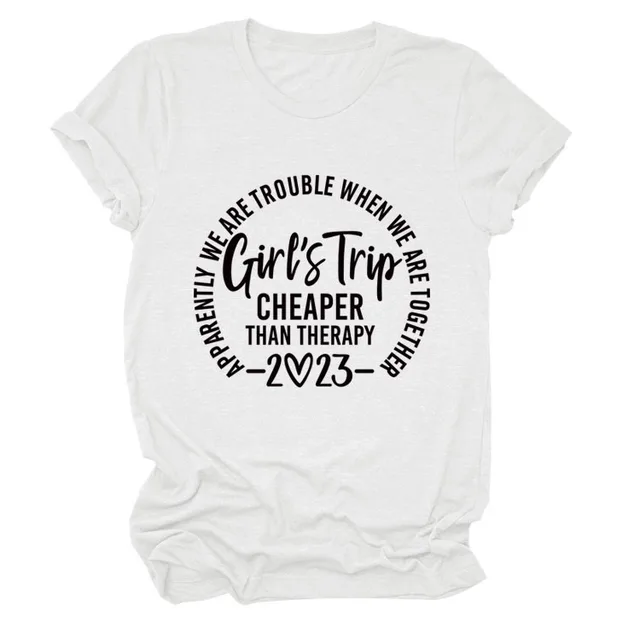 Letter Crew Neck Short Sleeve Loose Women's T shirt White Black Font - Shop at LoveMi