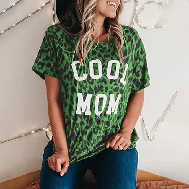 Round Neck Loose Fitting Short Sleeved T shirt Green - Shop at LoveMi