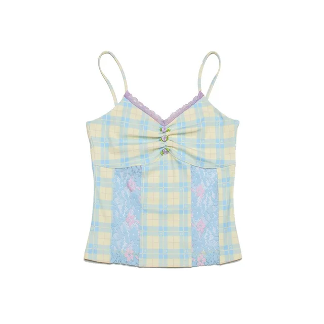 Scarf And Lace Patchwork Suspender Vest Colorful Suspender - Shop at LoveMi