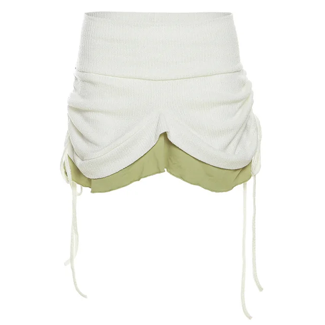 Double Sided Drawstring Ruffled Skirt Two piece Set Trouser Skirt - Shop at LoveMi