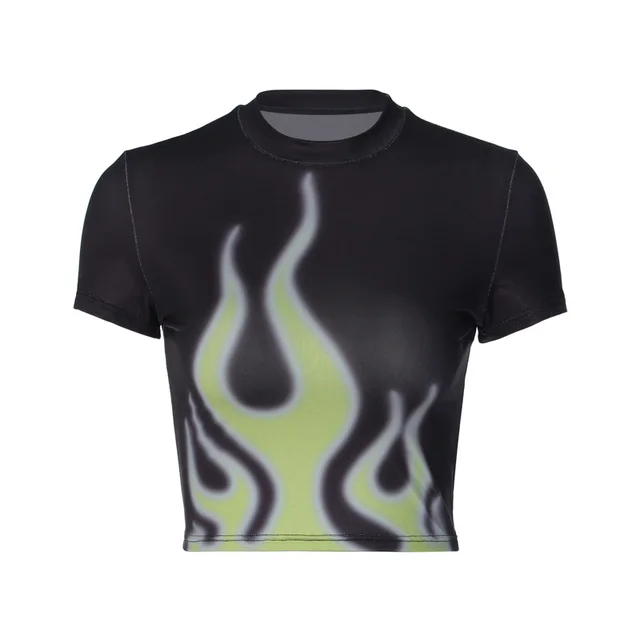 Fashion Printed Slim Fitting Short Sleeves Black - Shop at LoveMi