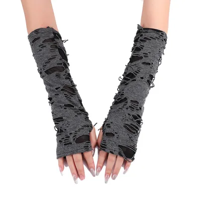 Halloween Black Grey Punk Style Cos Costume Props Finger Gloves Grey Black - Shop at LoveMi