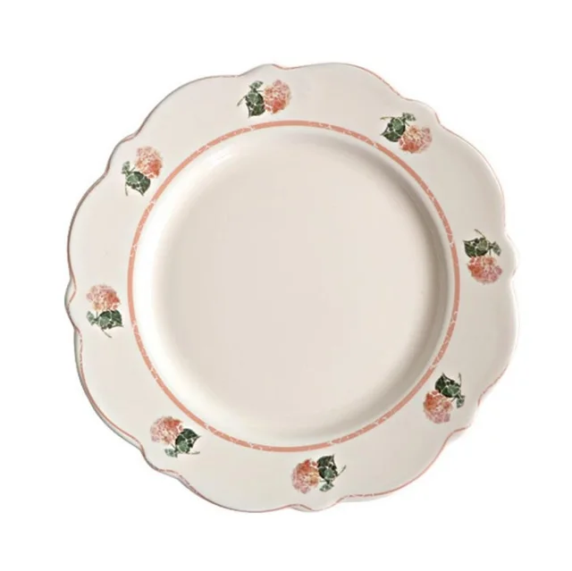 Retro American Pastoral Style Rose Edge Ceramic Dining Plate White - Shop at LoveMi
