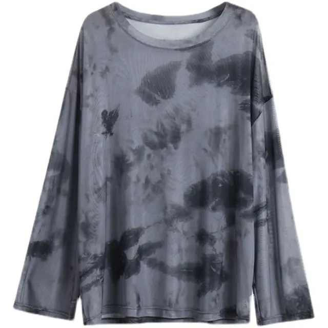 Tie Dye Ice Silk Leggings Women's Summer Net Yarn Long Sleeves Black - Shop at LoveMi