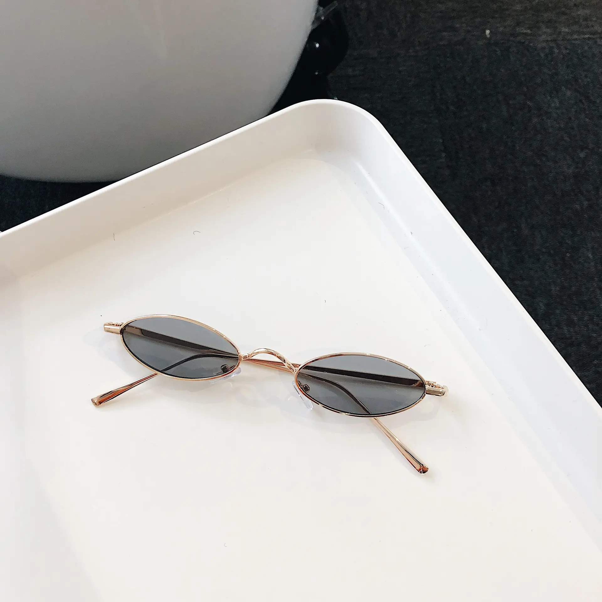 Retro Cat Eye Sunglasses Women Yellow Red Lens Sun Glasses - Black