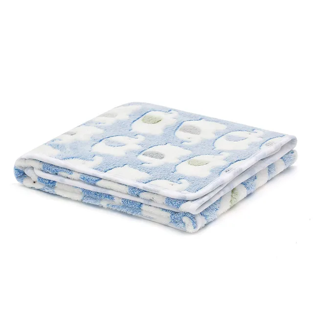 Dog And Cat Flannel Thickened Pet Blanket Blue Elephant - Shop at LoveMi