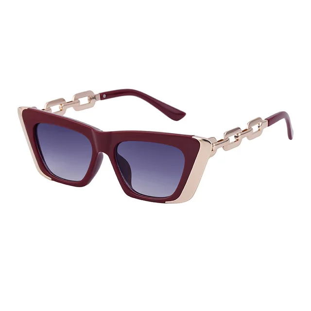 Chain Small Frame Sunglasses Personality Cat Eyes C10 - Shop at LoveMi
