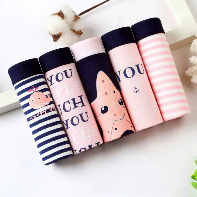 Women's Fashion Casual Cute Print Cotton Inner Crotch Panties 368 Combination - Shop at LoveMi