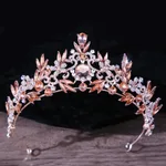 Bridal Headdress Rhinestone Mitzvah Crown - Rose Gold Honey Peach