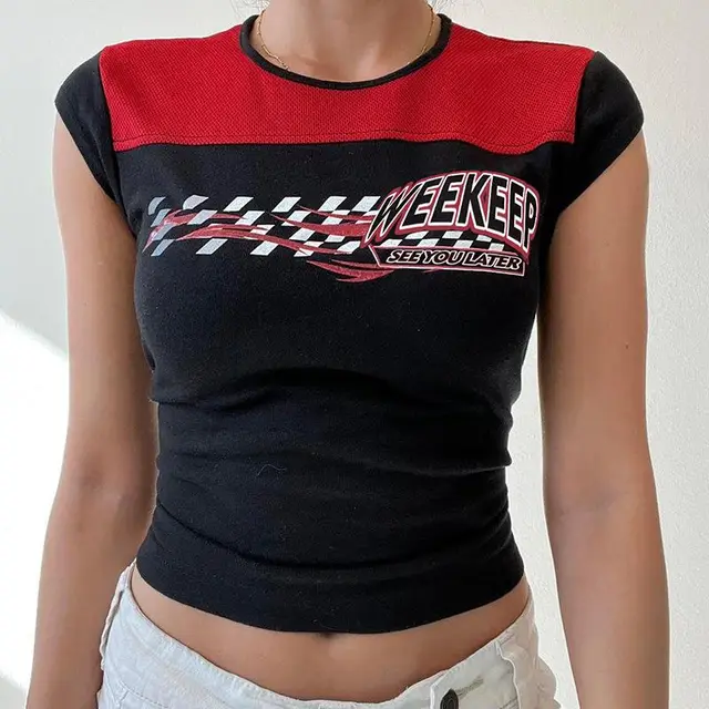 Summer Korean Version Short Crop Short Sleeves Black - Shop at LoveMi