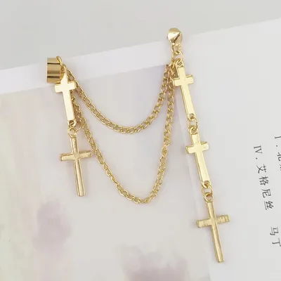 Geometric natural cross earrings alloy plating earrings B - Shop at LoveMi