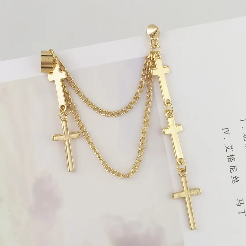 Geometric natural cross earrings alloy plating earrings - Shop at LoveMi