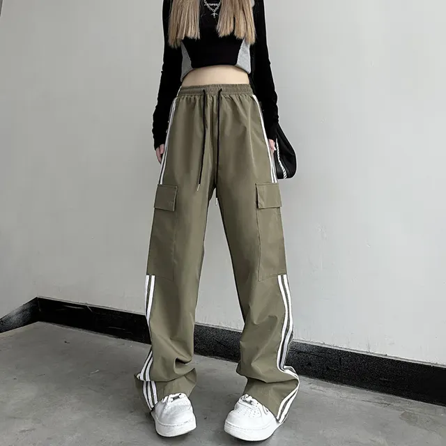 Loose Straight Casual Cargo Pants Army Green - Shop at LoveMi