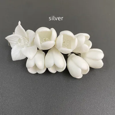Wedding Bridal Headwear Hair Clip Pastoral Ceramics Silver - Shop at LoveMi