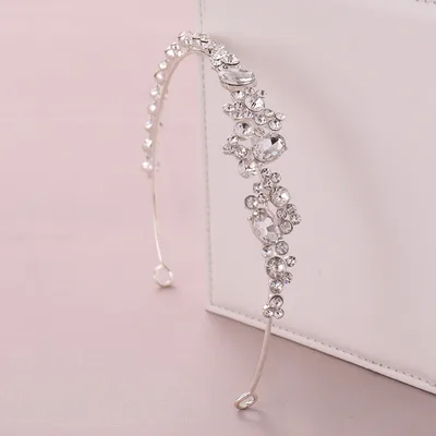 Women's Fashion Rhinestone Hair Hoop Crown Silver - Shop at LoveMi