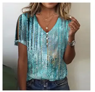 Casual V Neck Short Sleeved Regular - Color5