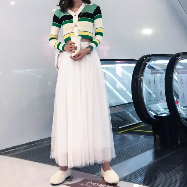 Women's Fashion High Waist Skinny And Slim A line Puffy Skirt White - Shop at LoveMi