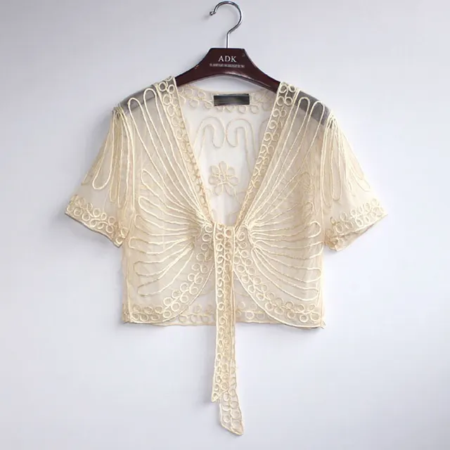 Shawl Over Short Sleeved Cardigan Apricot - Shop at LoveMi