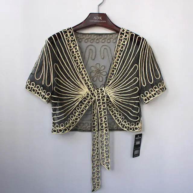 Shawl Over Short Sleeved Cardigan Black Beige - Shop at LoveMi